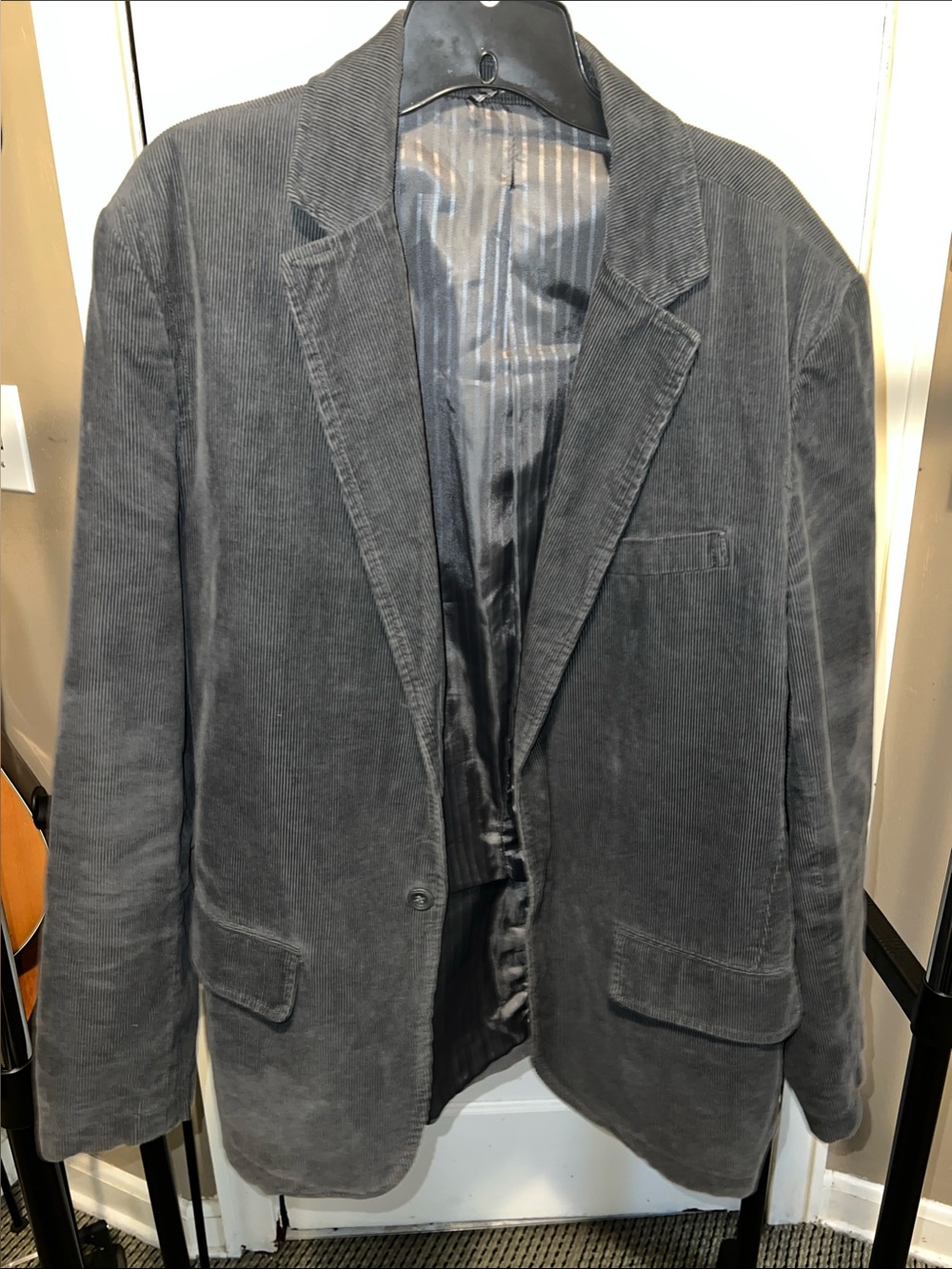 Old Navy Men's Charcoal Corduroy Blazer - Single-Breasted Sport Coat